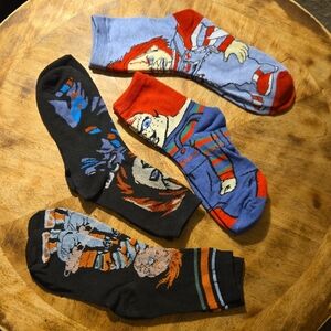 Chucky Horror Movie Socks -- Brand New 4 Pair Bundle -- Adult Unisex